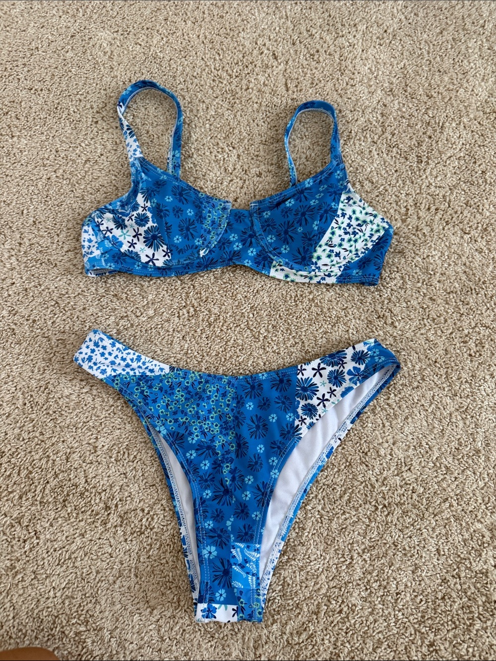 Blue Floral Two-Piece Bikini Set